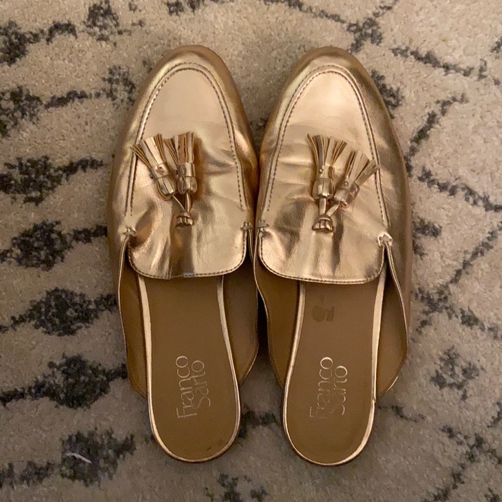 Franco Sarto gold mules